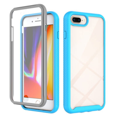 Starry Sky Solid Color Series Shockproof PC + TPU Case with PET Film For iPhone 8 Plus / 7 Plus(Sky Blue)