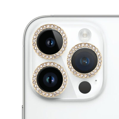 For iPhone 14 Pro 9H Point Drill Camera Lens Film Protector Circle(Gold)