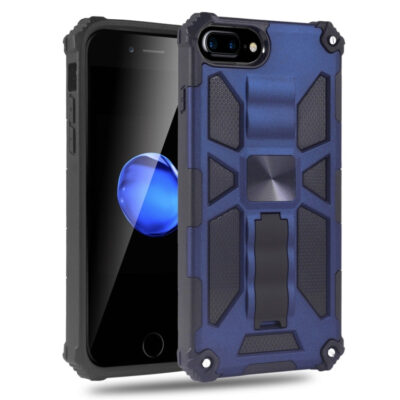For iPhone 7 Plus / 8 Plus Shockproof TPU + PC Magnetic Protective Case with Holder(Blue)