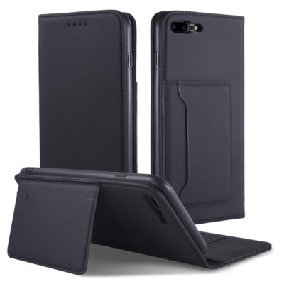 For iPhone 8 Plus / 7 Plus Strong Magnetism Shockproof Horizontal Flip Liquid Feel Leather Case with Holder & Card Slots & Wallet(Black)