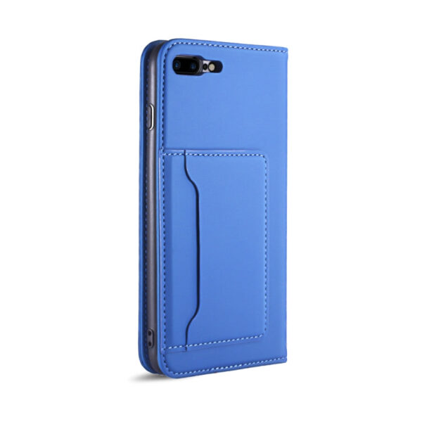 For iPhone 8 Plus / 7 Plus Strong Magnetism Shockproof Horizontal Flip Liquid Feel Leather Case with Holder & Card Slots & Wallet(Blue) - Image 3
