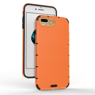 For iPhone 8 Plus / 7 Plus Shockproof Grain PC + TPU Case(Orange)