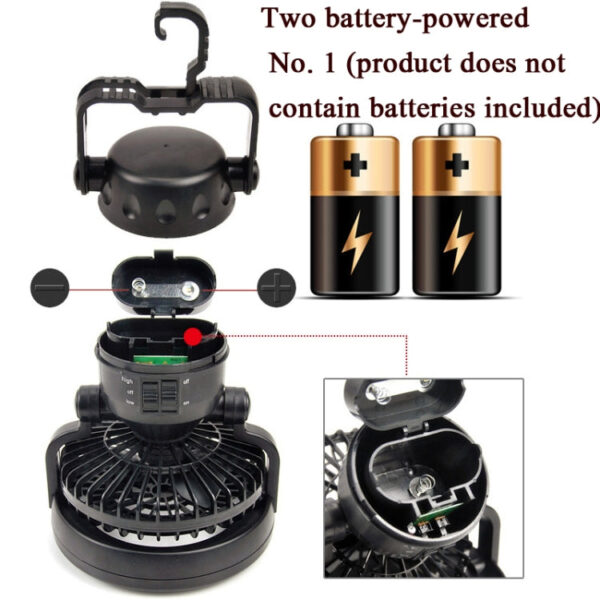 18 LEDs 78LM Portable Camping Tent Lamp Dual Purpose Camping Fan & Light - Image 4