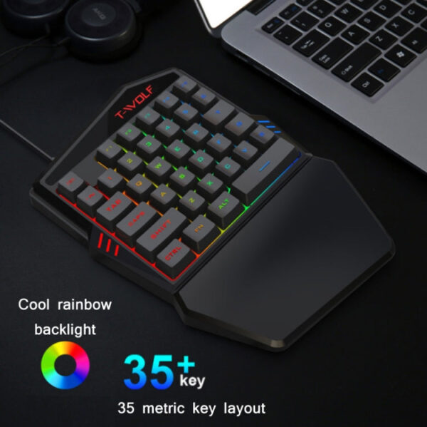 T-WOLF Mobile Gaming One-Handed Keyboard，Specification： T19 Keyboard - Image 4